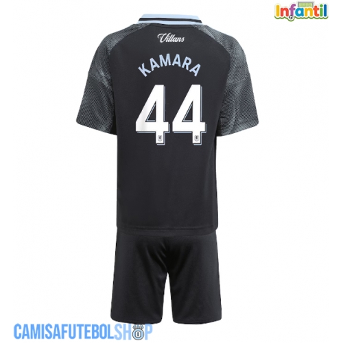 Camisa de time de futebol Aston Villa Boubacar Kamara #44 Replicas 2º Equipamento Infantil 2025-26 Manga Curta (+ Calças curtas)